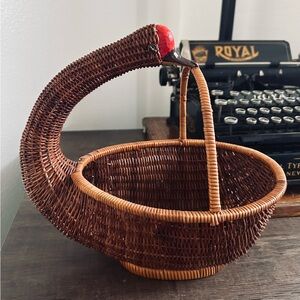 Vintage Wicker Duck Basket